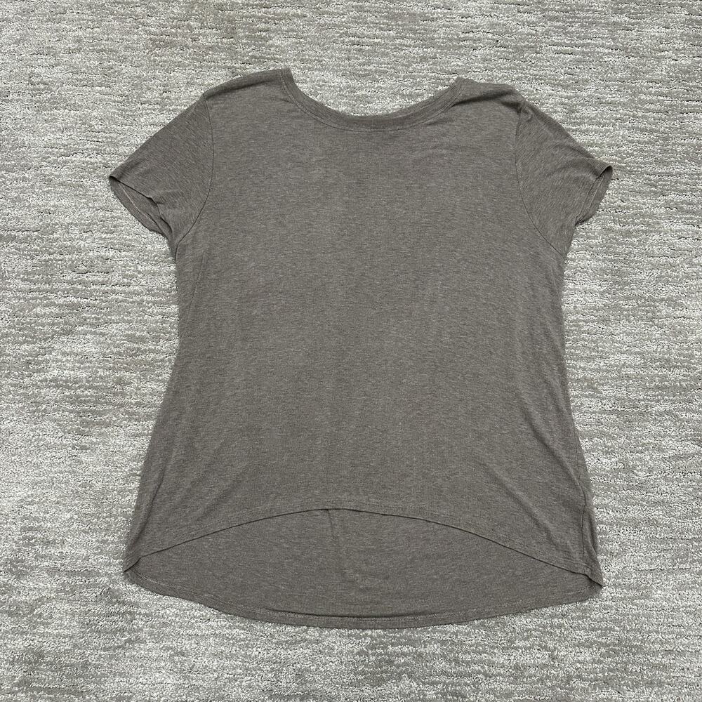 Athleta Shirt Womens L Brown Gray Short Sleeve Scoop Neck High Low Modal Top